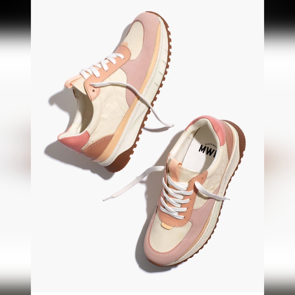 Madewell Kickoff Trainer Sneakers in Washed Nylon and Leather W9